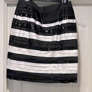 White & Black Sequin Mini Skirt